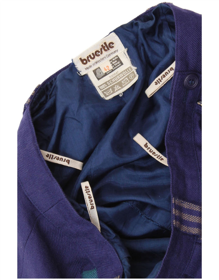 Gonna a pieghe da donna BRUESTLE EU 42 Large W30 L28 Lana a righe blu navy