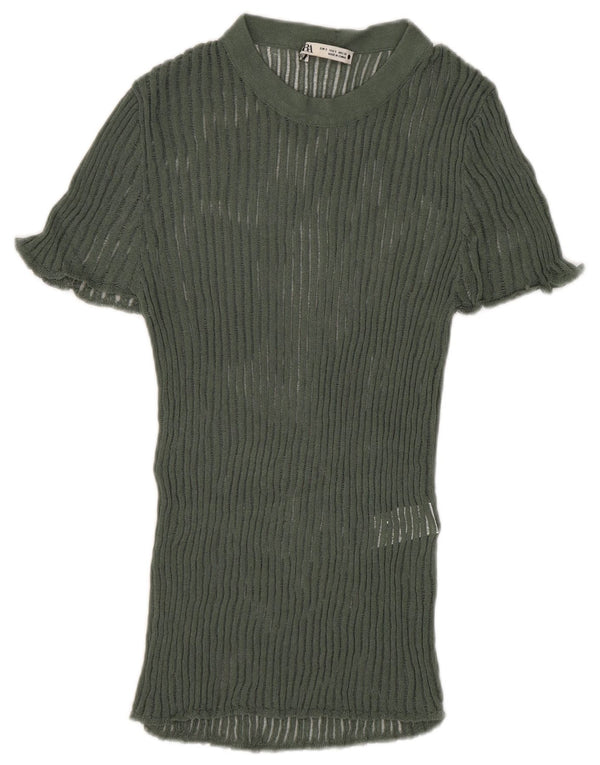 Top Zara in maglia da donna in camicetta UK 8 Small verde viscosa
