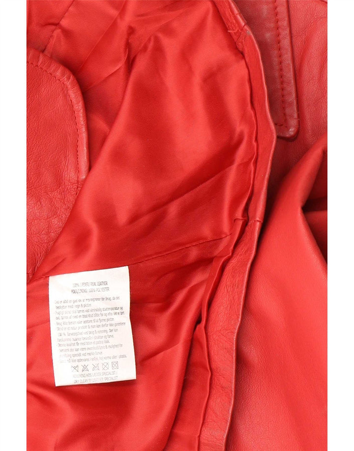 Giacca blazer vintage in pelle da donna a 6 bottoni IT 42 Rosso medio