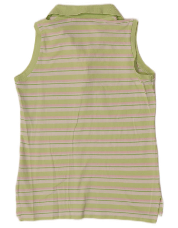 Polo senza maniche da donna Tommy Hilfiger UK 12 Medium Green Striped