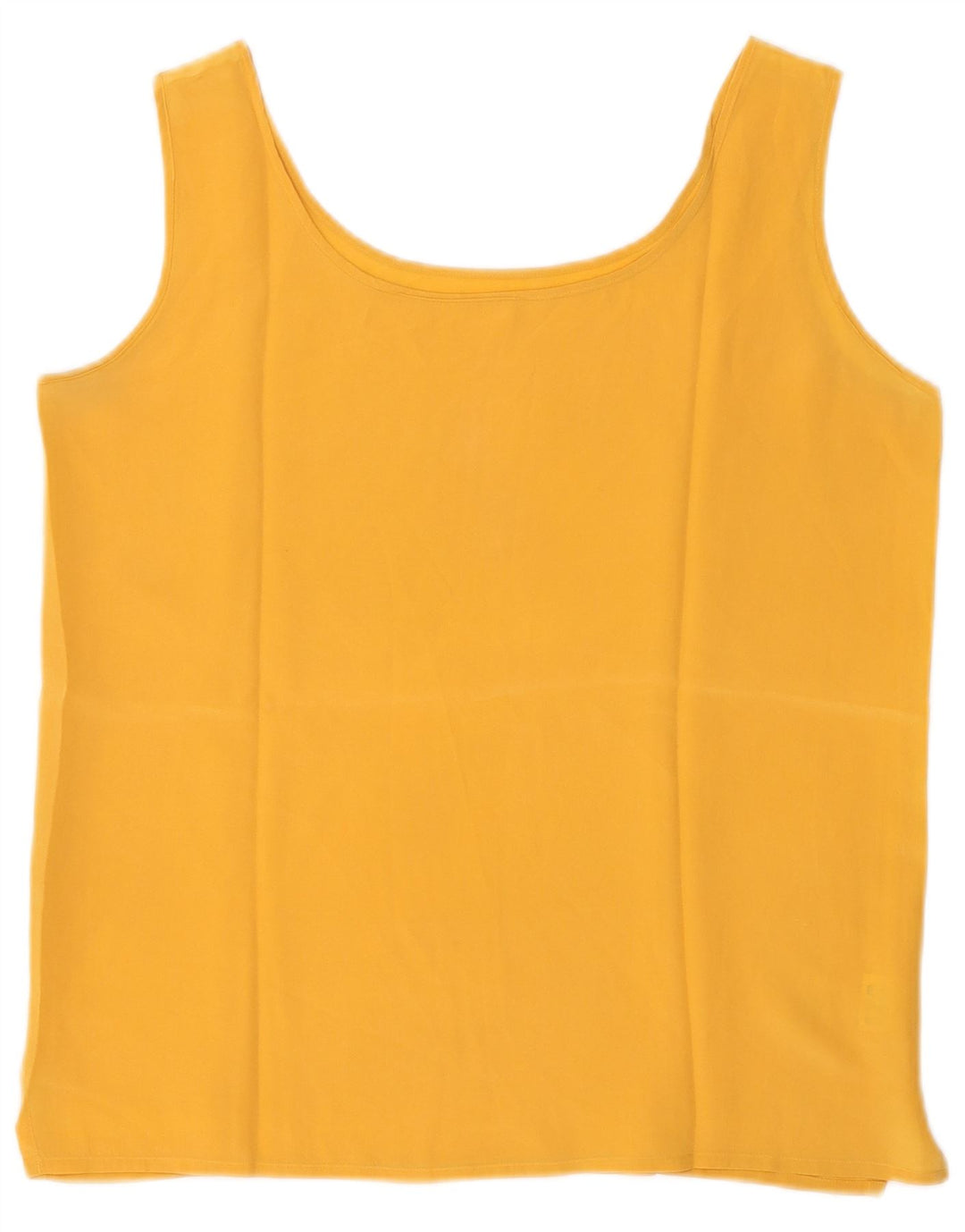Top corto senza maniche vintage da donna UK 12 seta gialla media