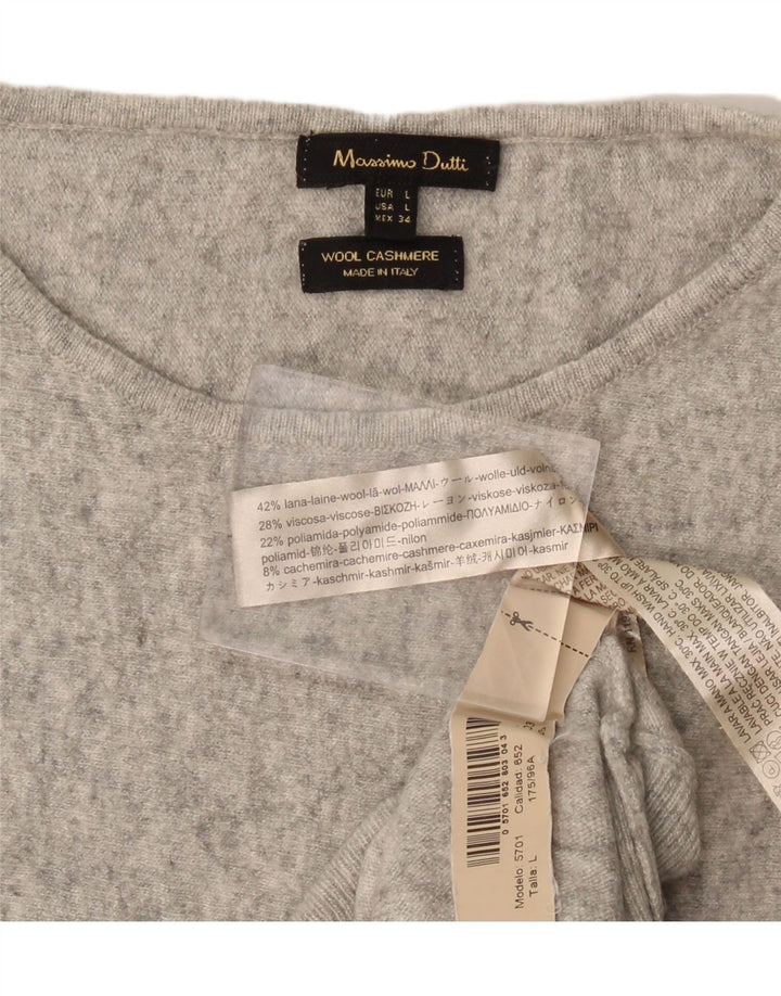 Maglione maglione da donna con scollo a barca Massimo Dutti UK 16 grande lana grigia