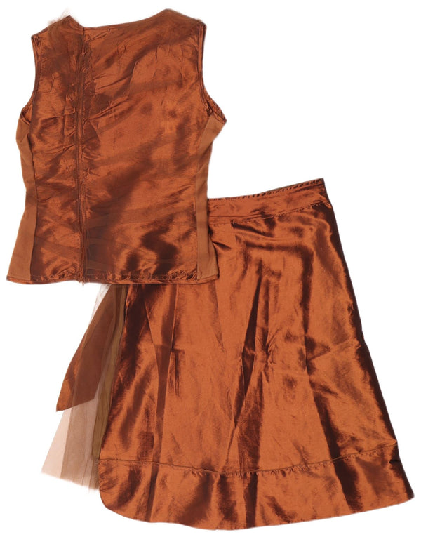 Set gonna da donna in 2 pezzi James Lakeland, UK 14, grande W32 in nylon marrone