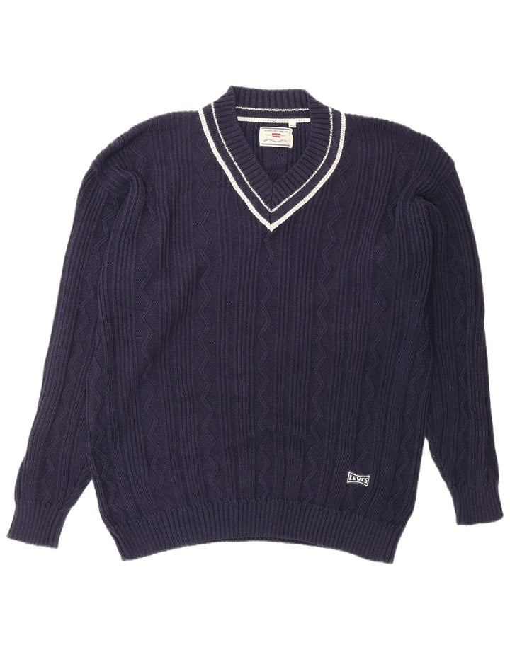 Maglione maglione con scollo a V da uomo LEVI'S XL Blu Navy