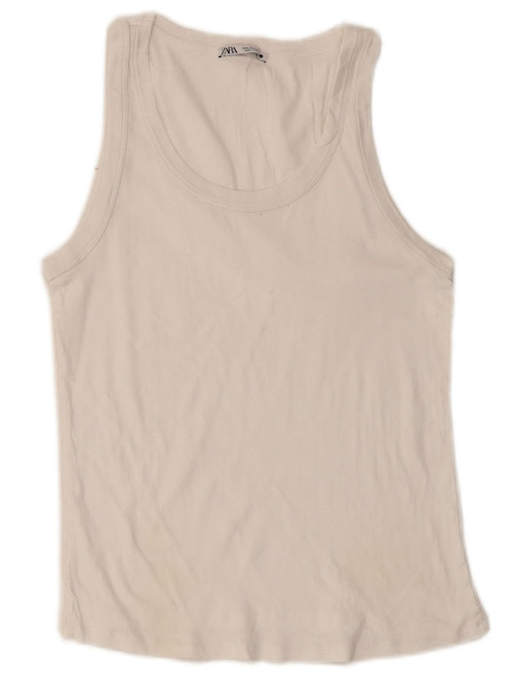 Canotta Donna Zara UK 12 Medio Bianco