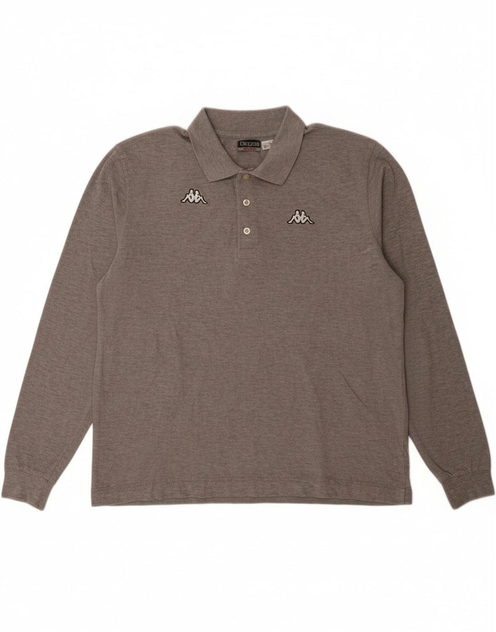 KAPPA Mens Long Sleeve Polo Shirt 2XL Grey Vintage Kappa and Second-Hand Kappa from Messina Hembry 