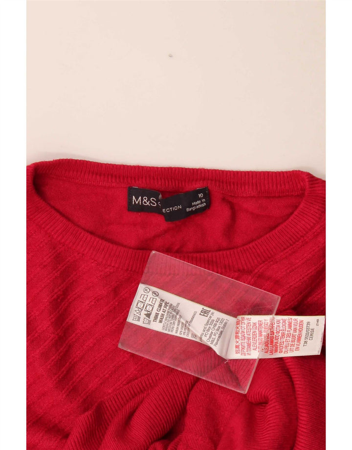 Maglione da donna Marks & Spencer con scollo a barca corto UK 10 piccolo rosso