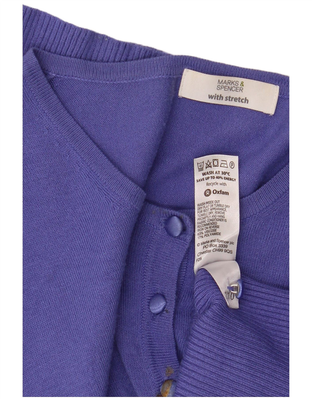 Maglione cardigan corto da donna Marks & Spencer UK 14 Viscosa viola medio