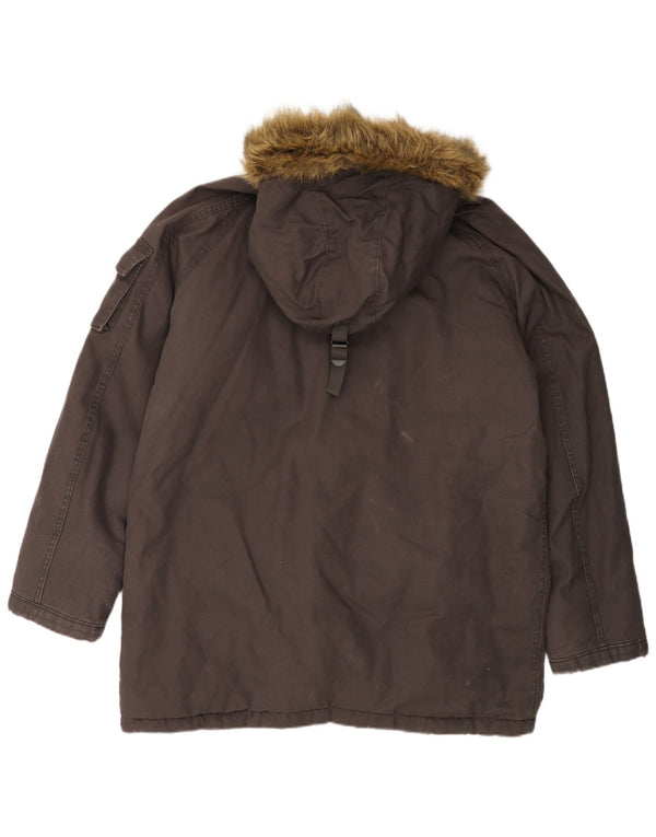 Giacca parka con cappuccio da uomo TIMBERLAND UK 40 grande cotone grigio