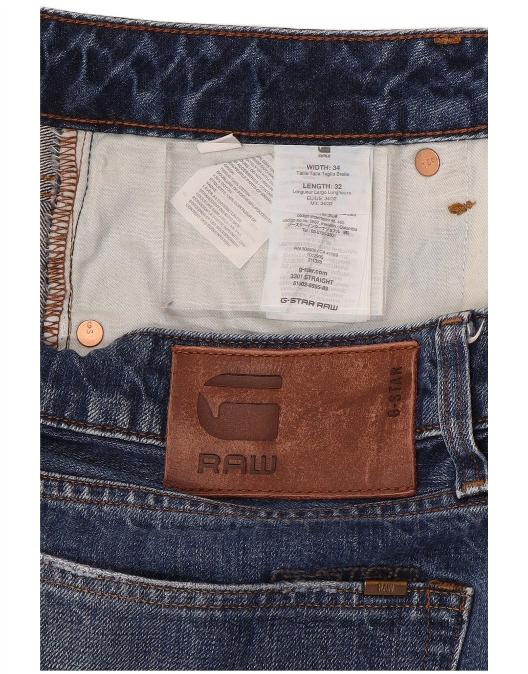 Jeans dritti da uomo G-Star W34 L32 cotone blu