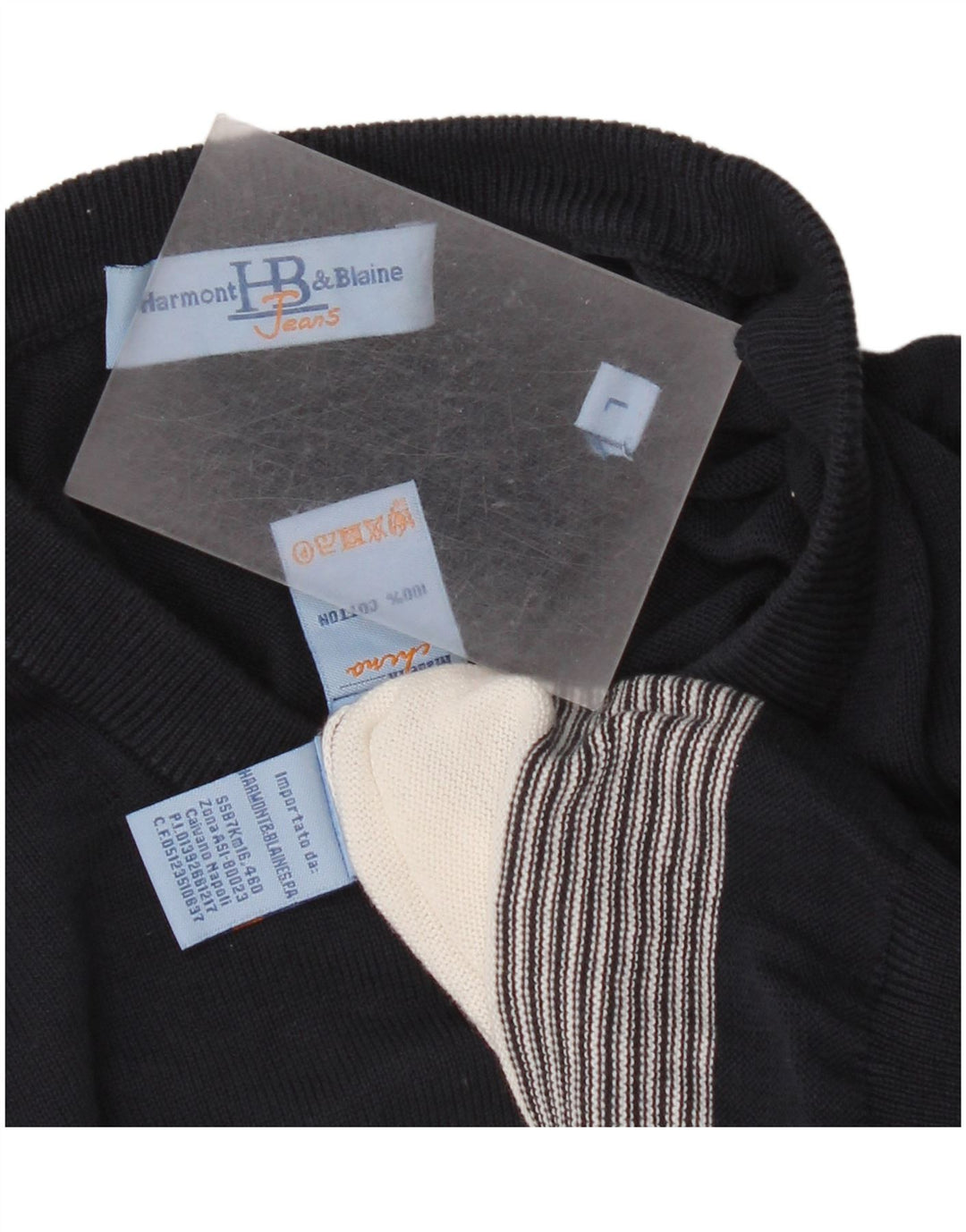 Maglione da uomo girocollo Harmont & Blaine a righe grandi blu navy