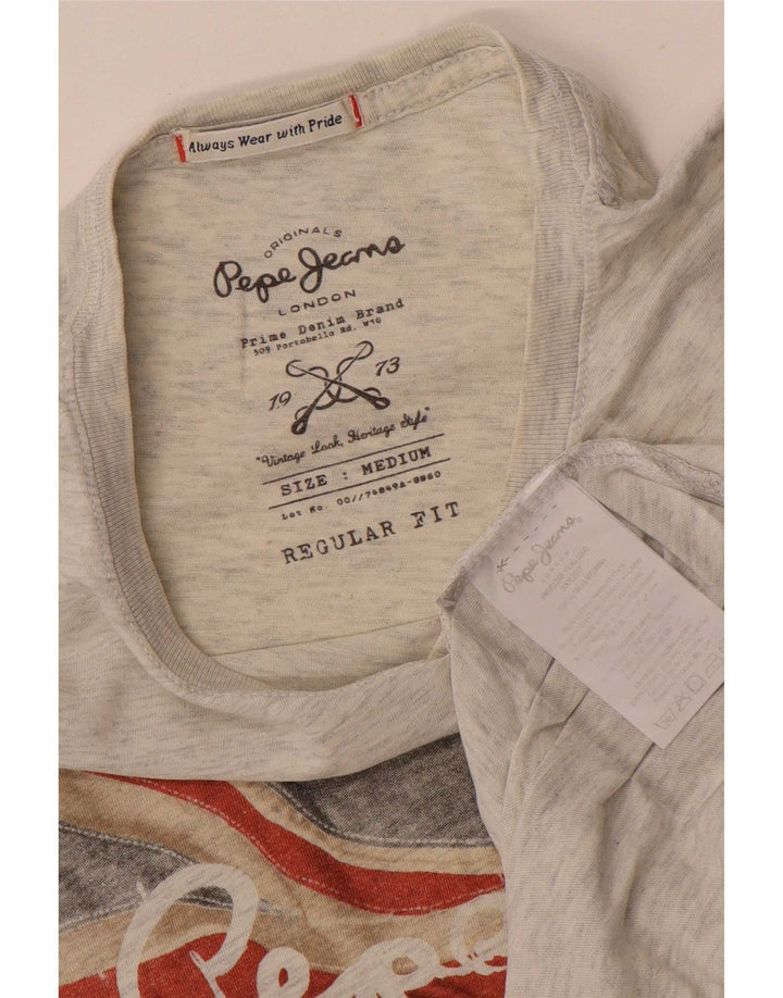 PEPE Jeans T-shirt grafica da uomo con vestibilità regolare, cotone grigio medio