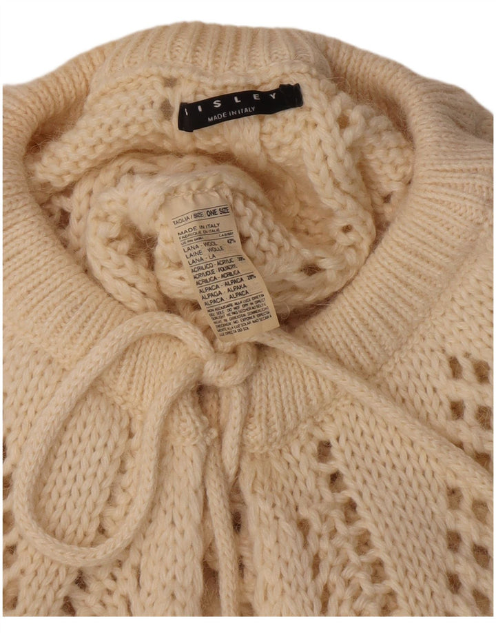 Maglione poncho da donna Sisley taglia unica in lana bianca
