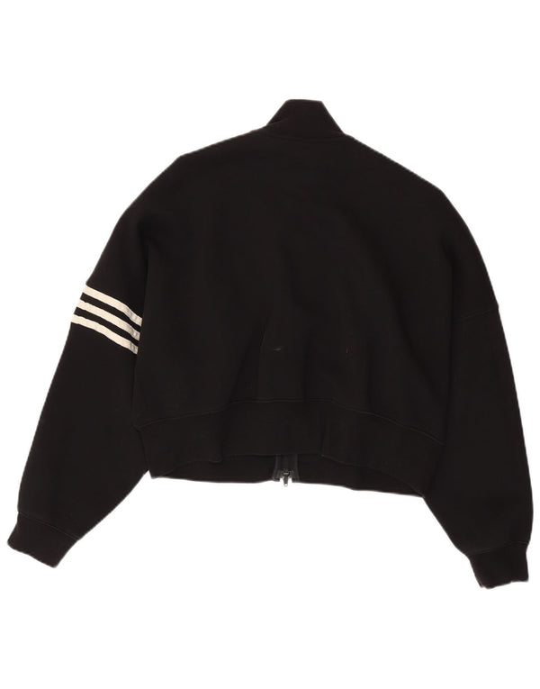 Giacca da ginnastica oversize corta da donna Adidas UK 4/6 XS cotone nero
