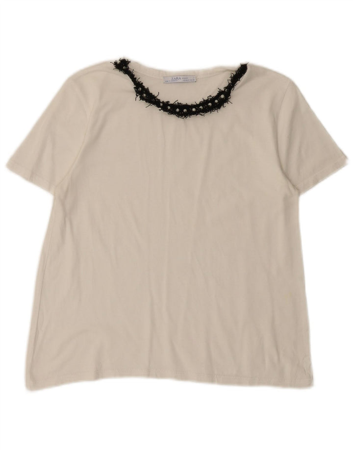 T-shirt Zara da donna Top UK 12 bianca media