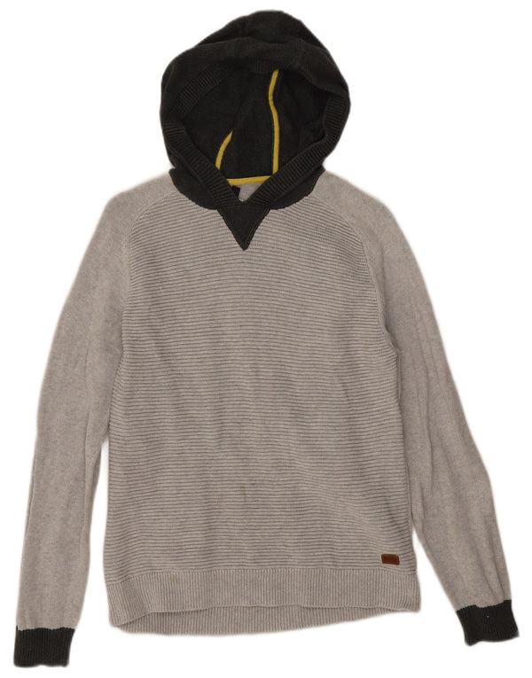 Maglione con cappuccio da ragazzo Hugo Boss 15-16 anni in cotone color block grigio medio
