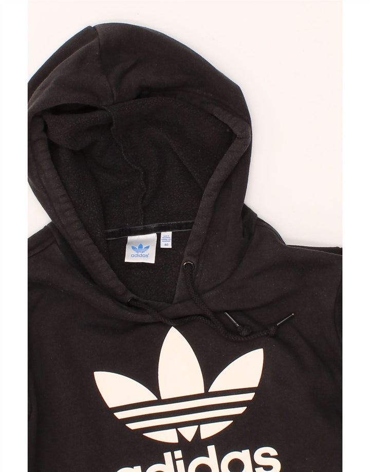ADIDAS Womens Graphic Hoodie Jumper EU 40 Medium Black Cotton Vintage Adidas and Second-Hand Adidas from Messina Hembry 