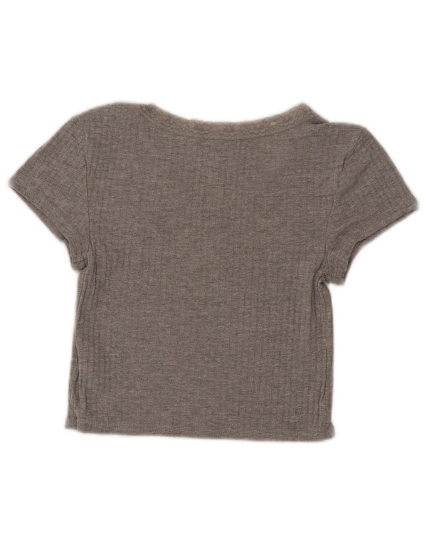 Topshop T-shirt corta da donna Top UK 10 piccolo cotone grigio