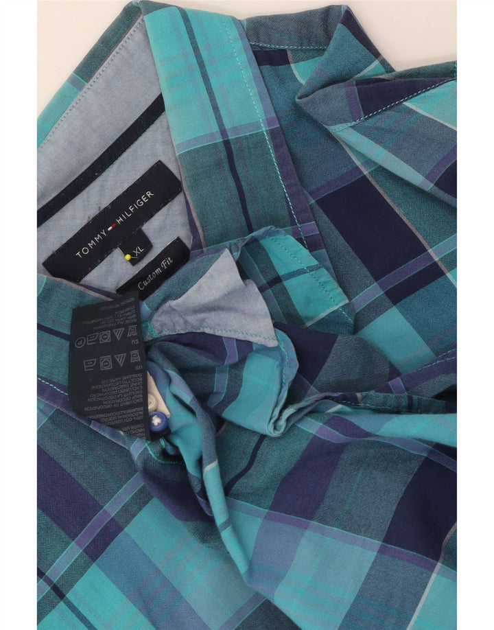 Camicia da uomo su misura Tommy Hilfiger XL in cotone a quadri blu