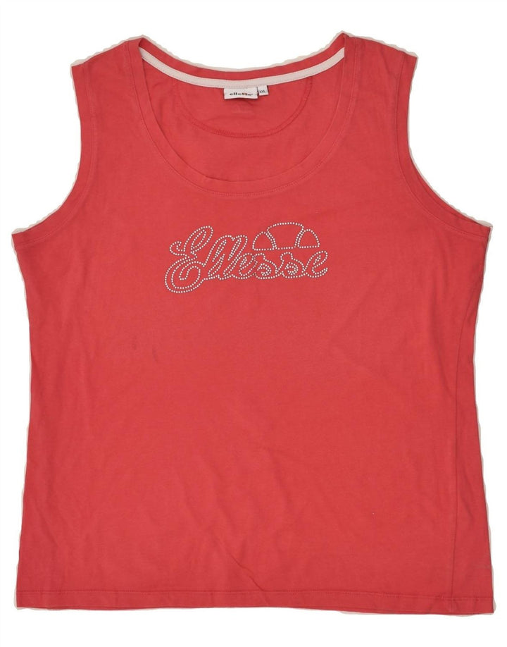 ELLESSE Womens Graphic Vest Top UK 20 2XL Red Cotton | Vintage Ellesse | Thrift | Second-Hand Ellesse | Used Clothing | Messina Hembry 