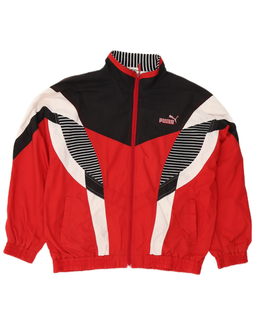 Giacca da tuta da uomo Puma in poliestere color block rosso medio