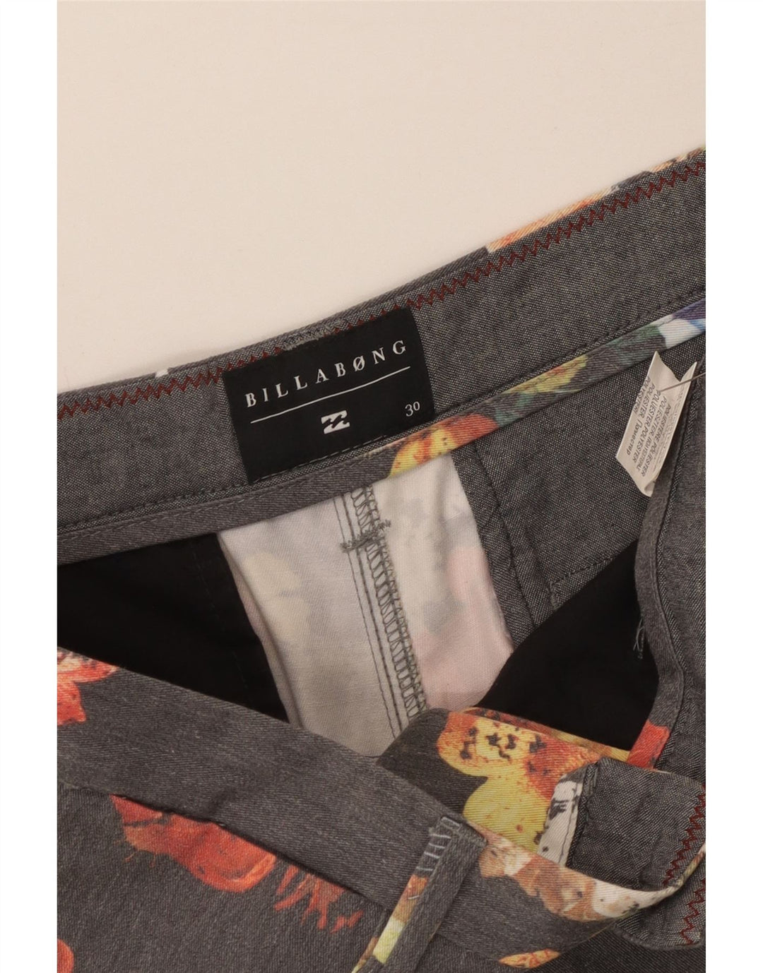 Pantaloncini chino da uomo Billabong W30 poliestere floreale grigio medio