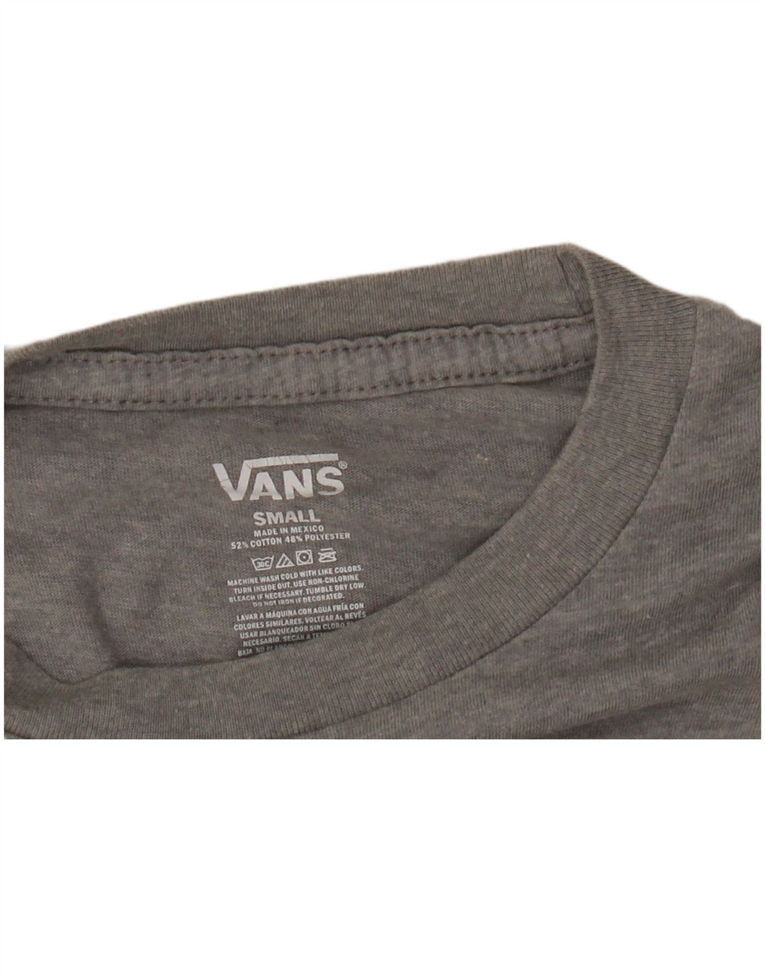 Top grafico da donna VANS manica lunga UK 10 piccolo cotone grigio