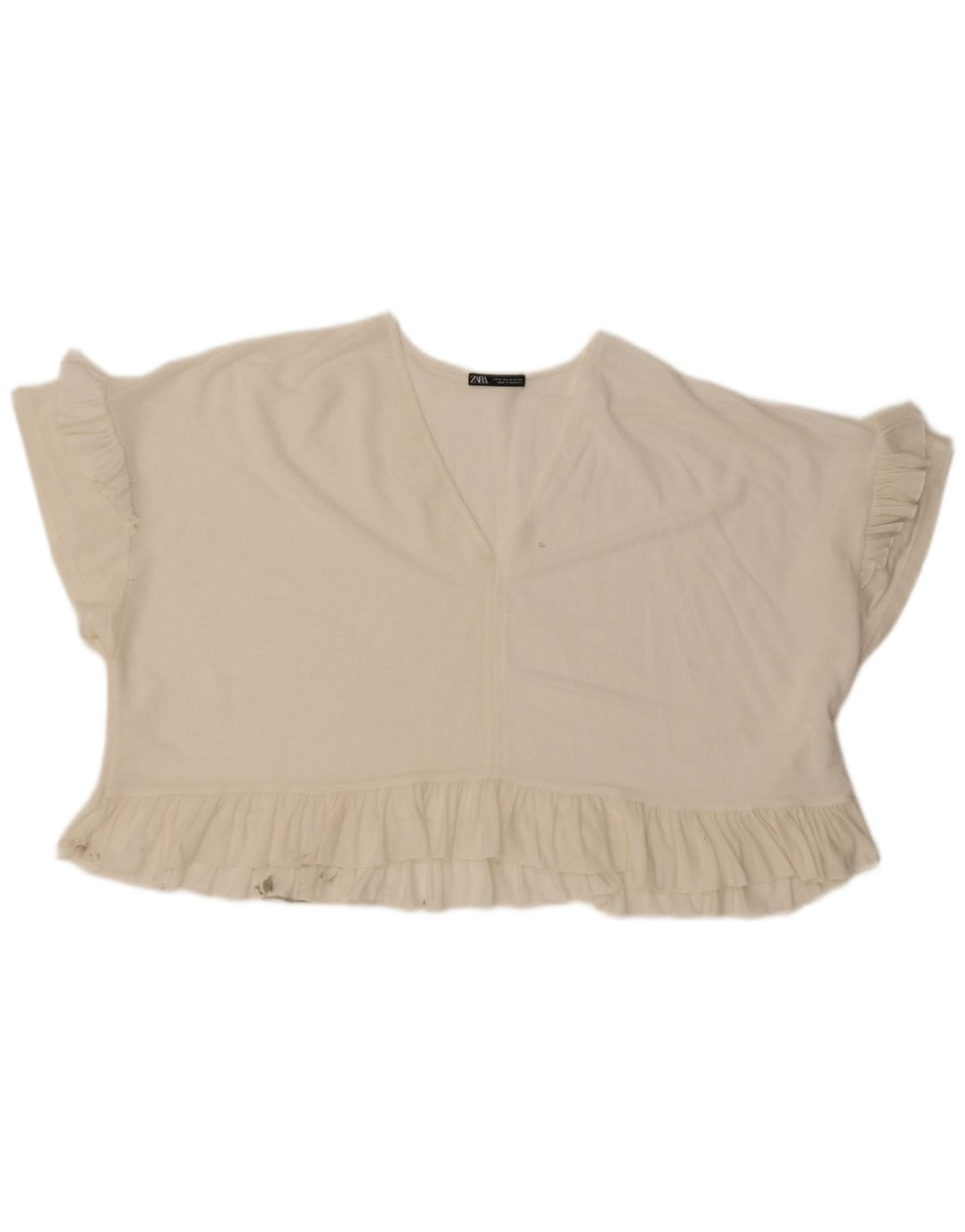 Top corto corto oversize da donna Zara UK 14 medio bianco sporco