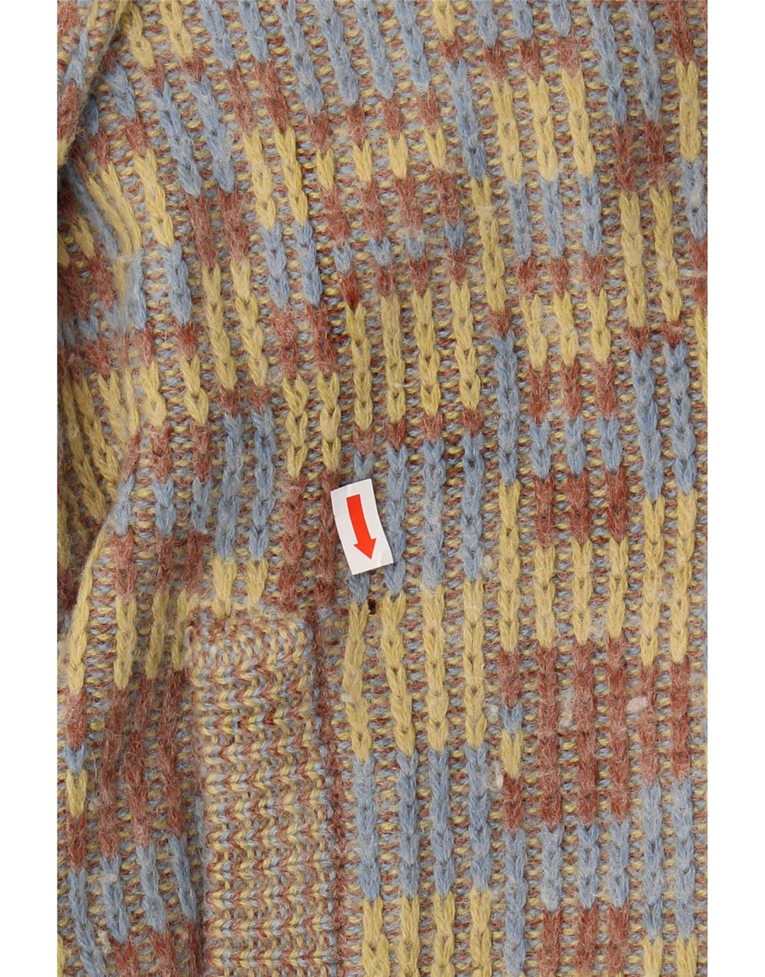 Maglione cardigan da uomo VINTAGE XS in lana geometrica multicolore