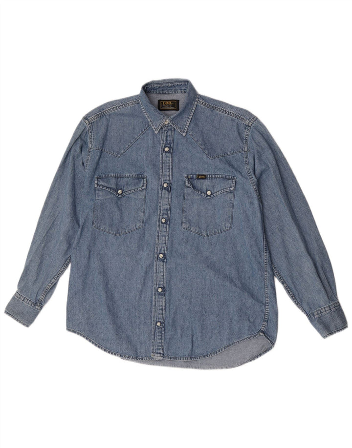 Camicia in denim da uomo Lee piccola in cotone blu