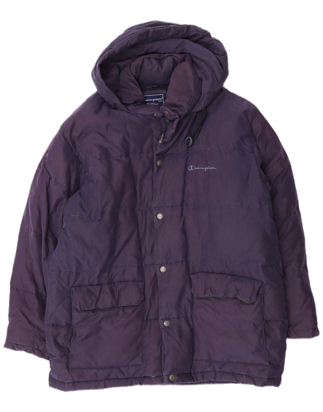 Giacca imbottita con cappuccio da uomo CHAMPION UK 38 nylon blu navy medio