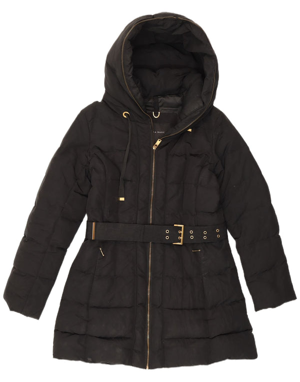 Giacca imbottita con cappuccio da donna Zara UK 16 grande poliestere nero