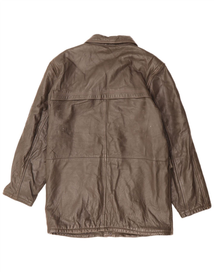 Giacca in pelle vintage da uomo IT 48 in pelle marrone medio