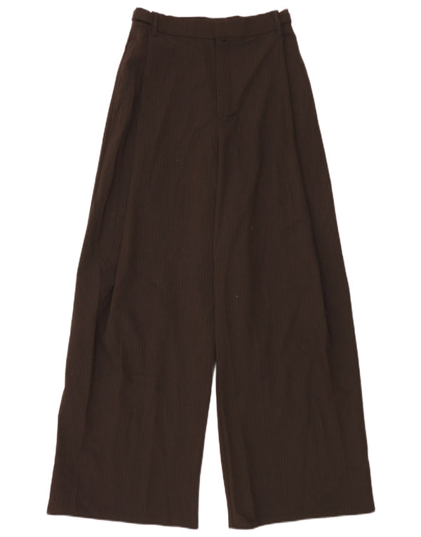 Pantaloni chino a gamba larga a vita alta da donna Zara XS W24 L31 Gessato marrone