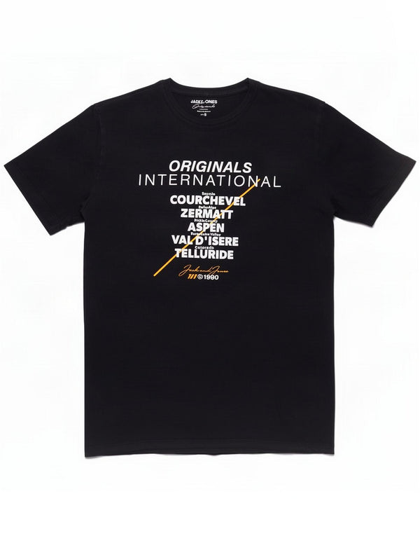Jack & Jones Mens Graphic T-Shirt Top Small Navy Blue Cotton