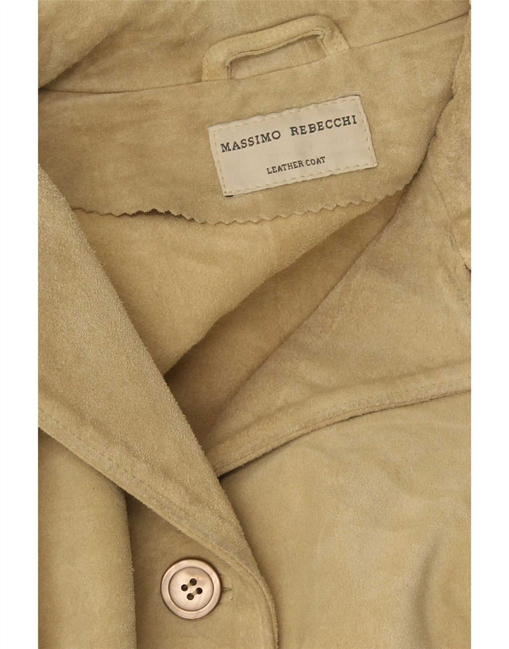 Giacca blazer in pelle scamosciata da donna a 4 bottoni Massimo Rebecchi UK 14 Beige medio