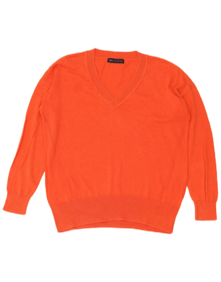 Maglione maglione con scollo a V da donna Marks & Spencer UK 14 rosso medio