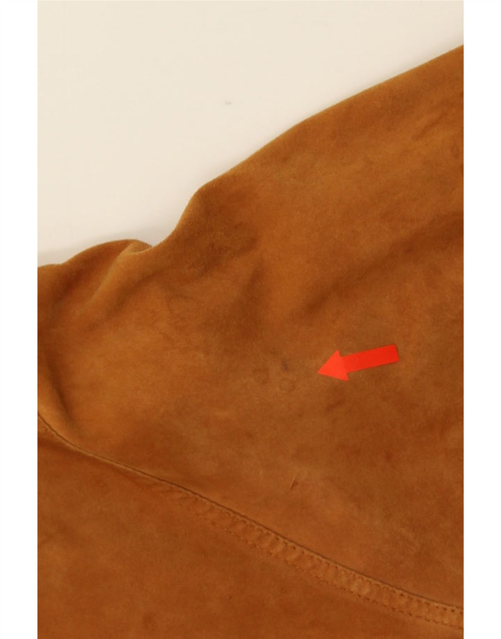 Giubbotto bomber in pelle scamosciata vintage da uomo UK 40 grande marrone