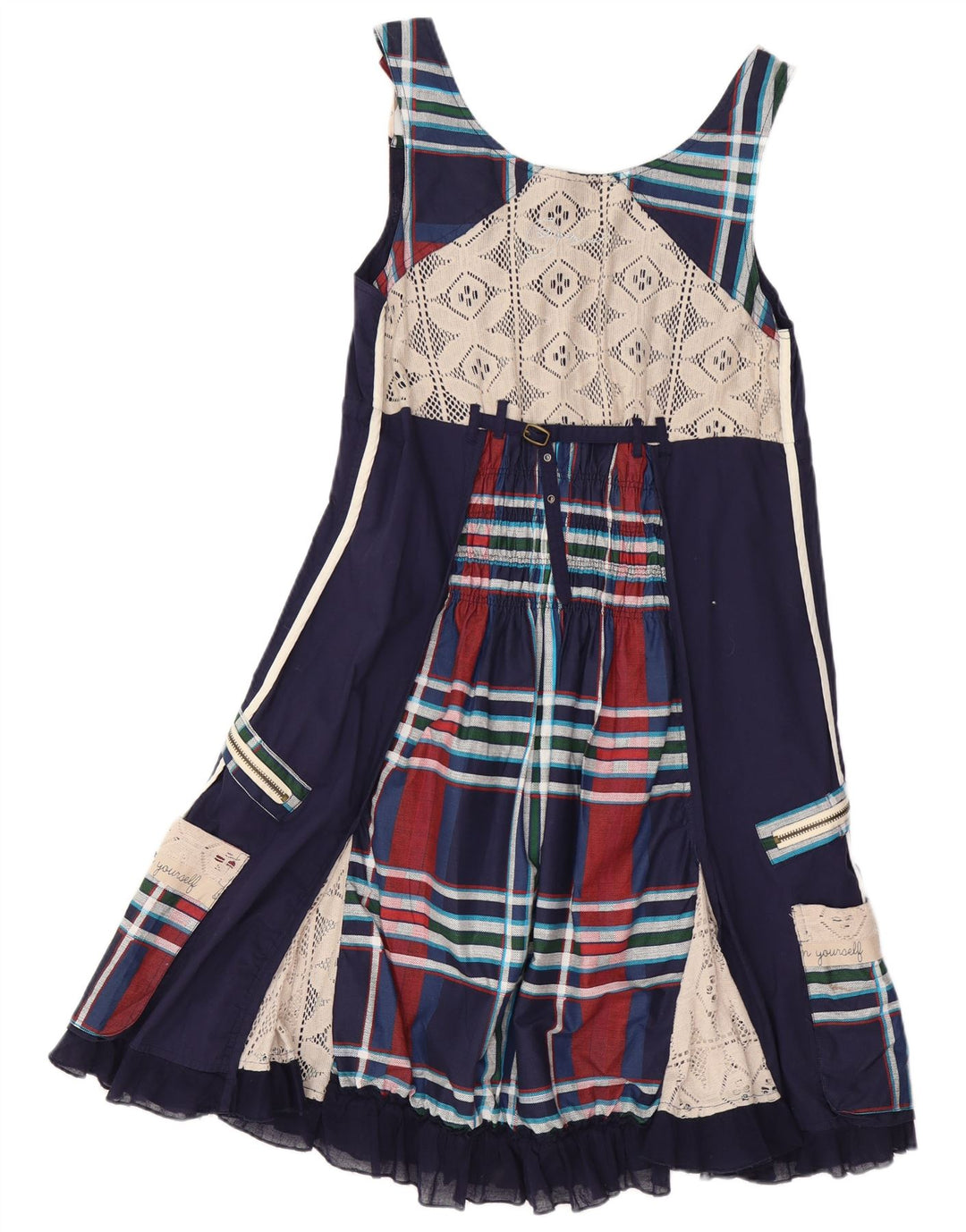 DESIGUAL Abito da donna a trapezio con grafica EU 40 Patchwork medio blu navy