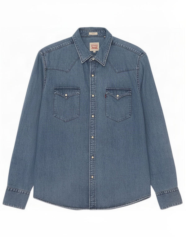 Camicia di jeans slim fit Levi's da uomo piccola in cotone blu