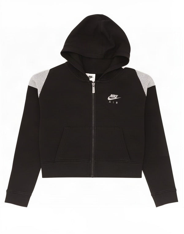 Felpa con cappuccio e zip corta Nike per ragazze 12-13 anni Large Black Colourblock