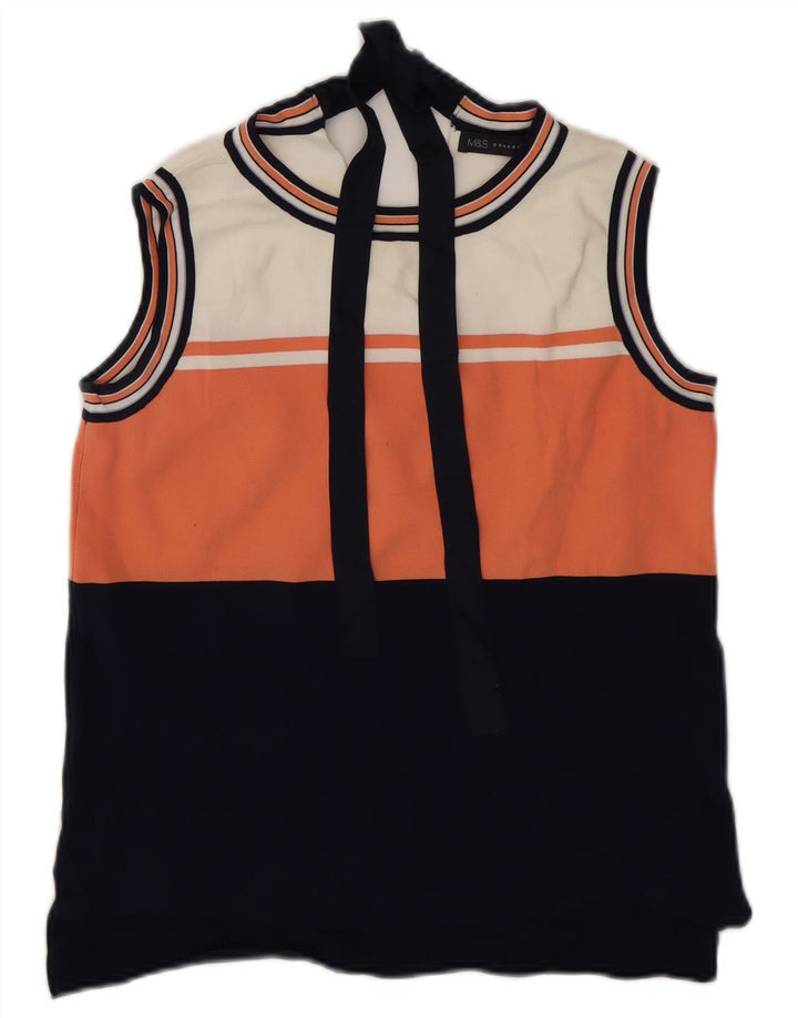 Top in camicetta da donna Marks & Spencer UK 12 a righe multicolori medie