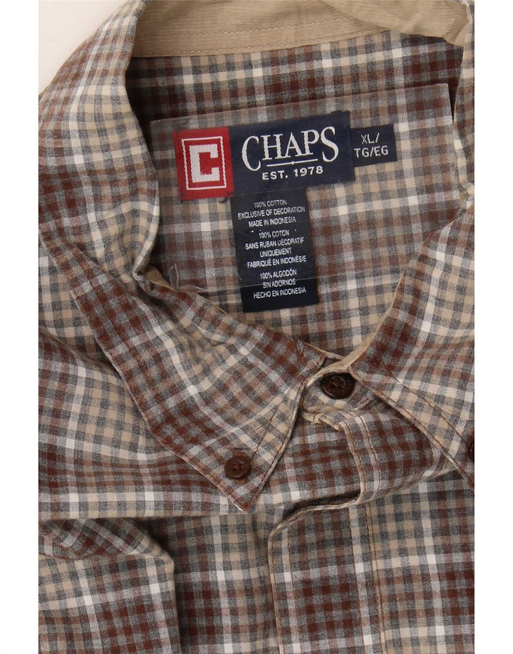 Camicia da uomo Chaps XL in cotone a quadri marrone