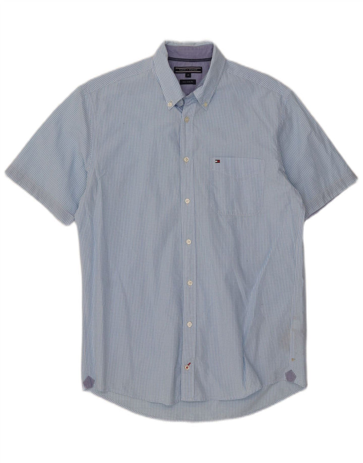 Camicia a maniche corte Tommy Hilfiger da uomo New York Fit a quadretti blu medio