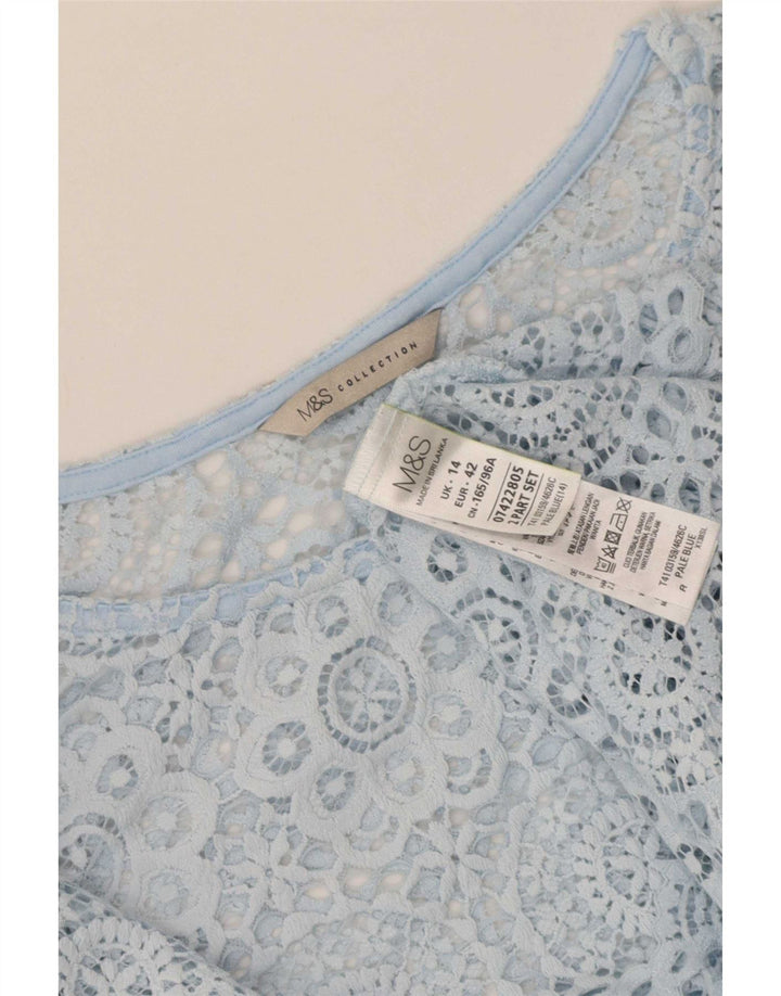 Top in camicetta da donna Marks & Spencer UK 14 grande poliammide floreale blu