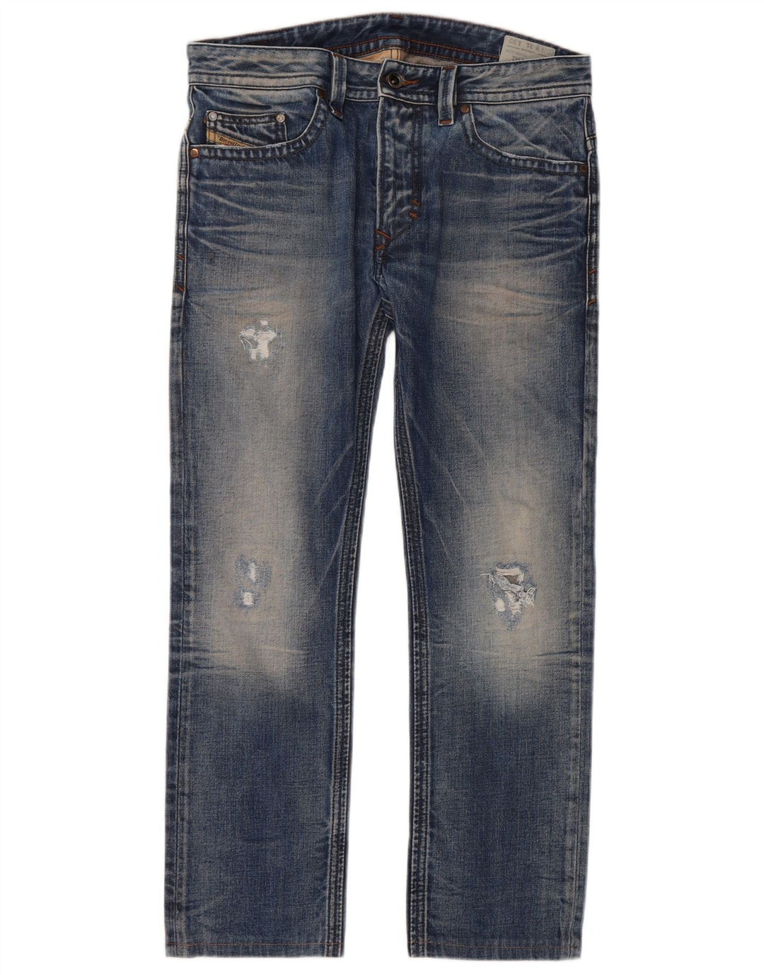 Jeans dritti invecchiati Thavar da uomo Diesel W31 L27 Blu