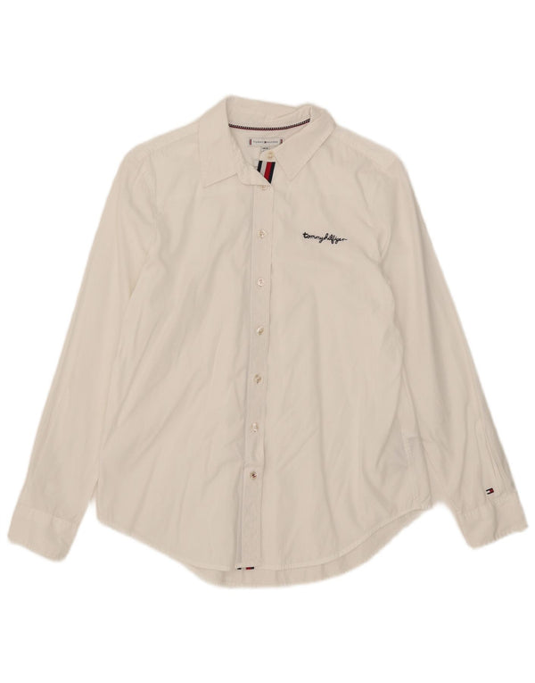Camicia da donna Tommy Hilfiger vestibilità rilassata UK 10 piccola cotone bianco