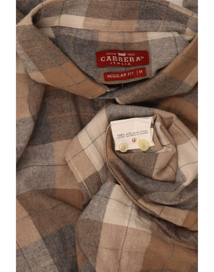 Carrera Camicia da uomo in flanella vestibilità regolare in cotone a quadri marrone medio