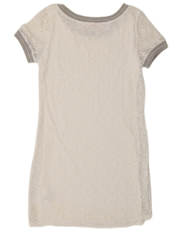 Desigual Abito tubino da donna UK 14 Medium White Floral Poliammide