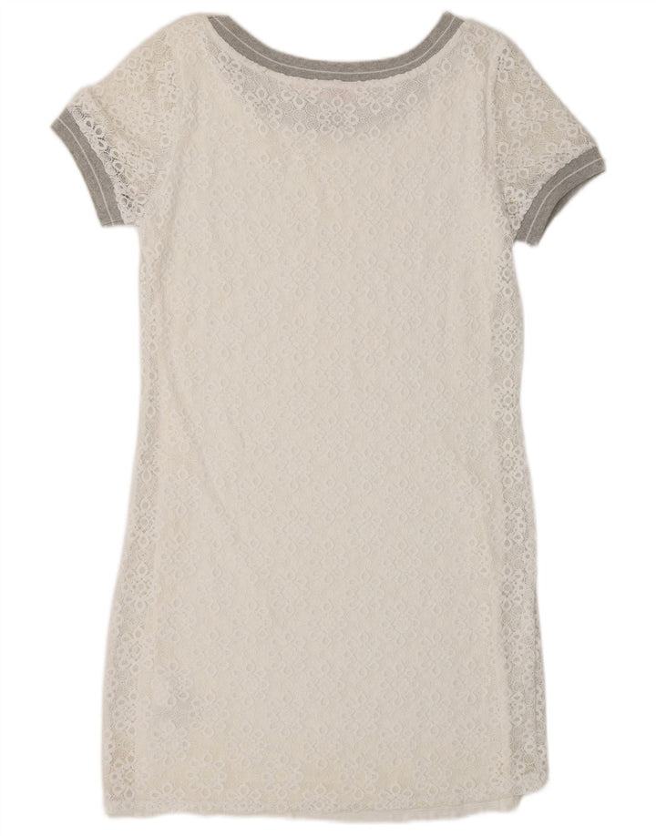 Desigual Abito tubino da donna UK 14 Medium White Floral Poliammide